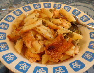 Salmon and Spinach Penne Casserole